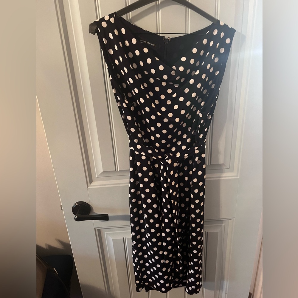 Navy and White Polka Dot Dress